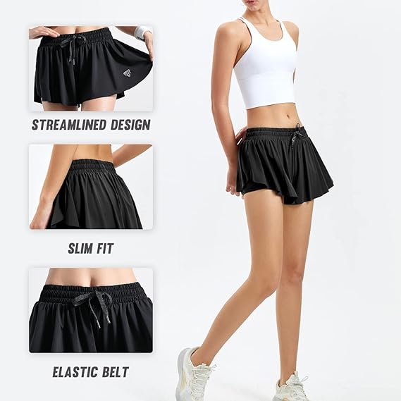 Proberos Sport Shorts for Women Stylish Women Skorts Tennis Skorts Elastic Drawstring Shorts for Women Sport Skorts for Running, Yoga, Workout, Size L Black Proberos Sport Shorts for Women Stylish Women Skorts Tennis Skorts Elastic Drawstring Shorts for Women Sport Skorts for Running, Yoga, Workout, Size L Black